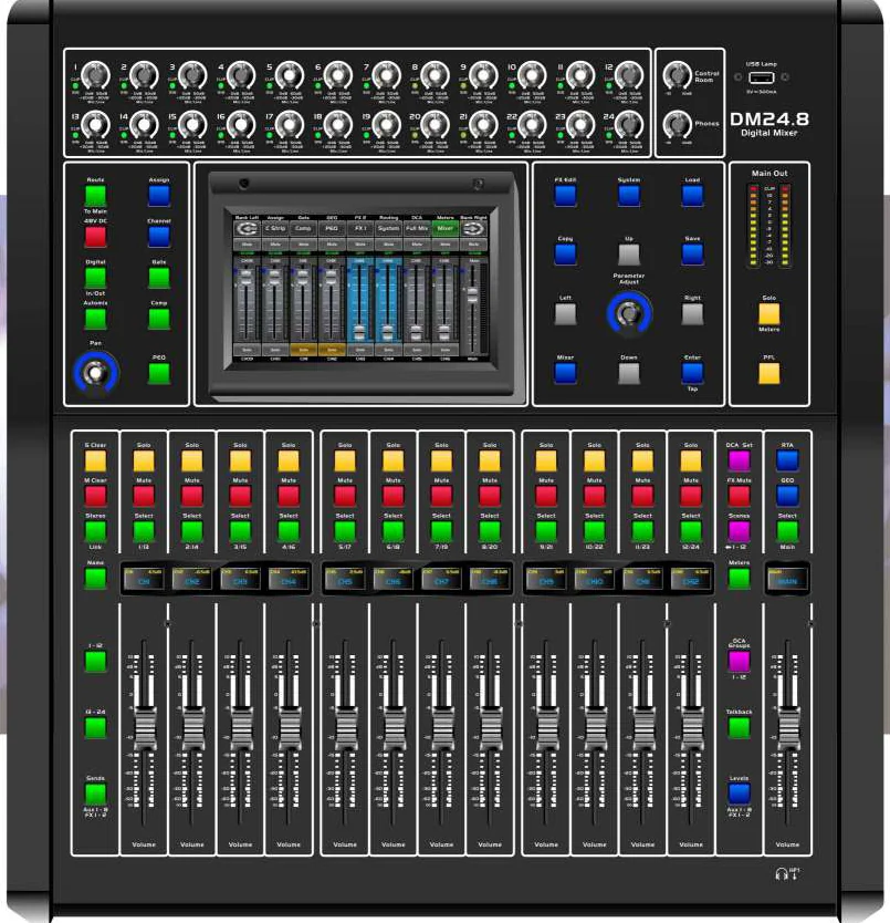 TOPP PRO DM24.8 digital mixing console, top view