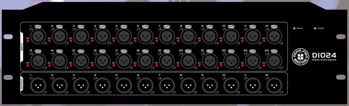 TOPP PRO DIO24 rack-mount digital stage box, front panel with XLR connectors